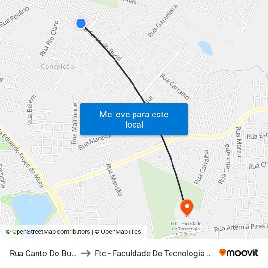 Rua Canto Do Buriti, 45 to Ftc - Faculdade De Tecnologia E Ciências map