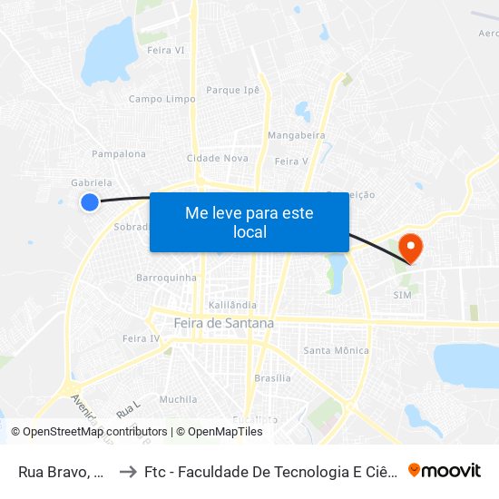 Rua Bravo, 414 to Ftc - Faculdade De Tecnologia E Ciências map