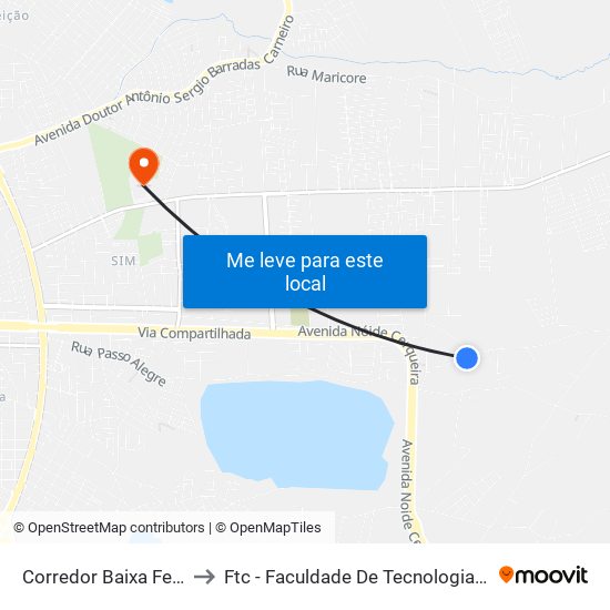 Corredor Baixa Felix, 373 to Ftc - Faculdade De Tecnologia E Ciências map