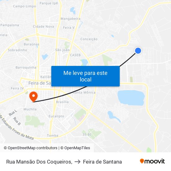 Rua Mansão Dos Coqueiros, to Feira de Santana map