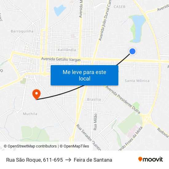 Rua São Roque, 611-695 to Feira de Santana map