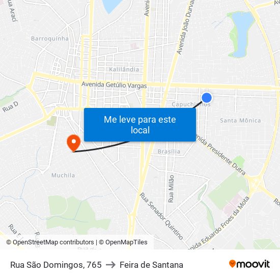 Rua São Domingos, 765 to Feira de Santana map