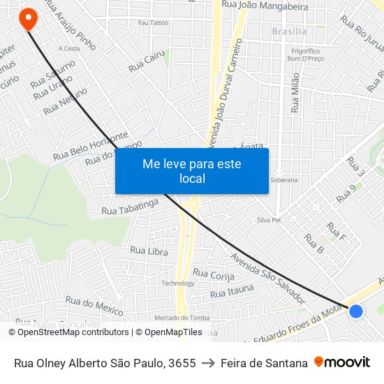 Rua Olney Alberto São Paulo, 3655 to Feira de Santana map