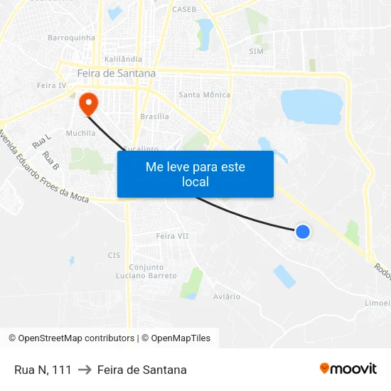 Rua N, 111 to Feira de Santana map