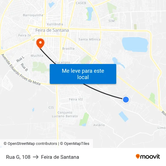 Rua G, 108 to Feira de Santana map