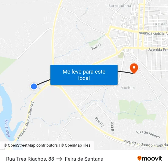 Rua Tres Riachos, 88 to Feira de Santana map
