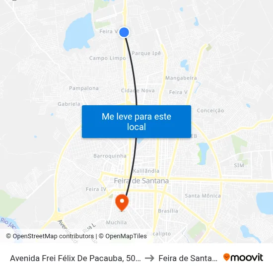 Avenida Frei Félix De Pacauba, 5016 to Feira de Santana map