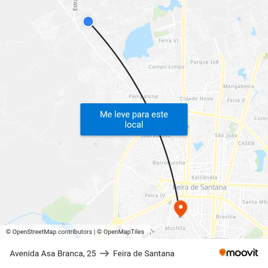 Avenida Asa Branca, 25 to Feira de Santana map