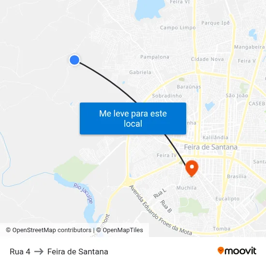 Rua 4 to Feira de Santana map
