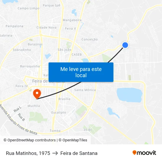 Rua Matinhos, 1975 to Feira de Santana map