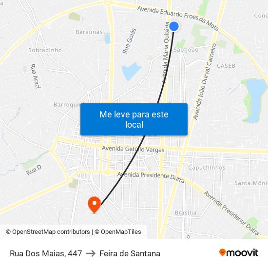 Rua Dos Maias, 447 to Feira de Santana map