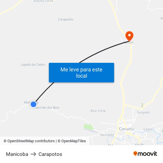 Manicoba to Carapotos map