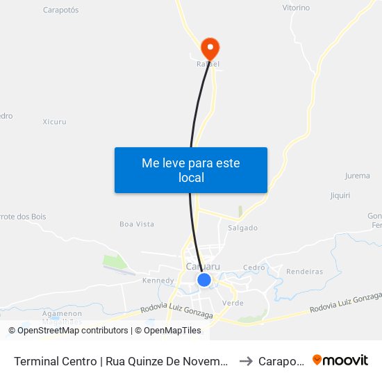 Terminal Centro | Rua Quinze De Novembro, 232 to Carapotos map