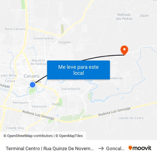 Terminal Centro | Rua Quinze De Novembro, 232 to Goncalves map