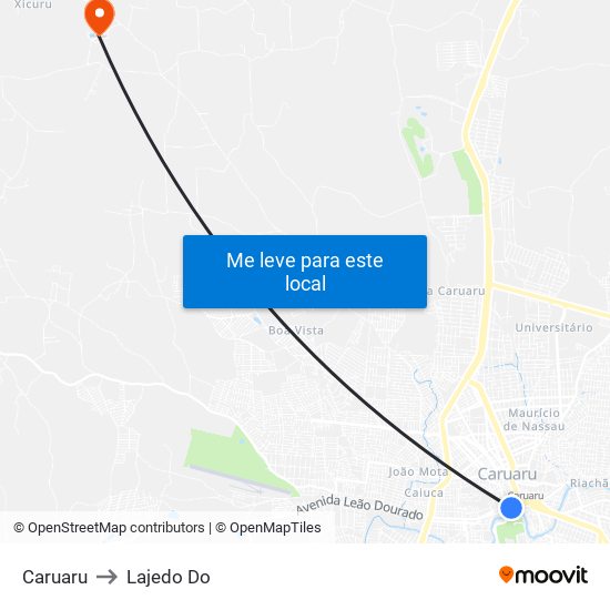 Caruaru to Lajedo Do map