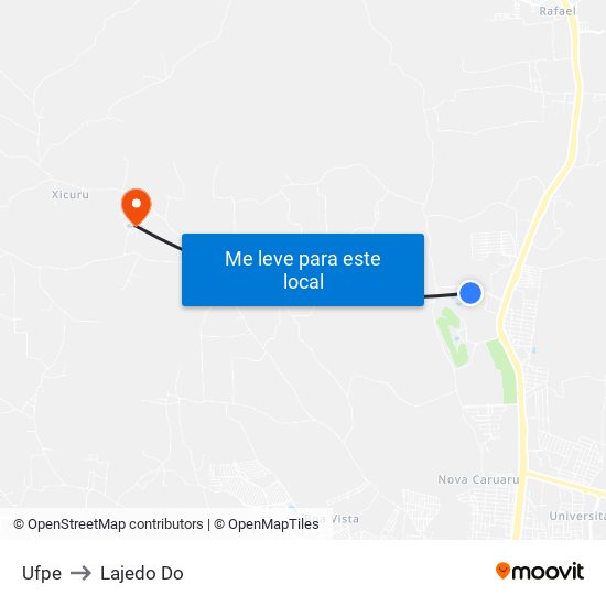 Ufpe to Lajedo Do map
