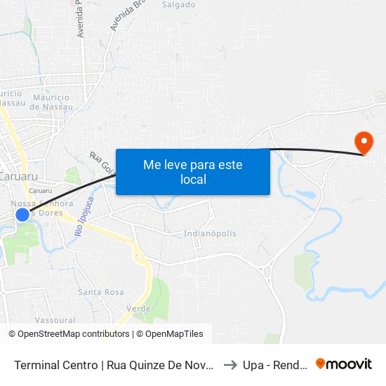 Terminal Centro | Rua Quinze De Novembro, 232 to Upa - Rendeiras map