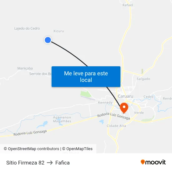 Sítio Firmeza 82 to Fafica map