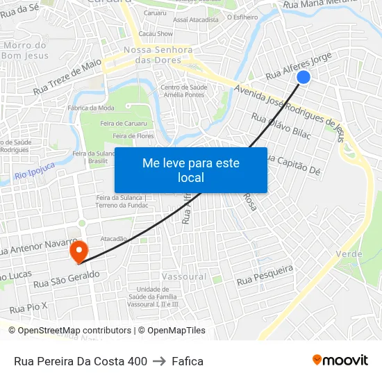 Rua Pereira Da Costa 400 to Fafica map