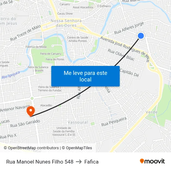 Rua Manoel Nunes Filho 548 to Fafica map