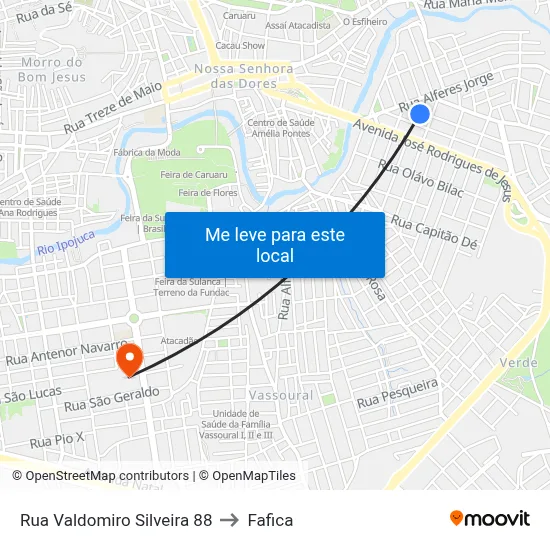 Rua Valdomiro Silveira 88 to Fafica map