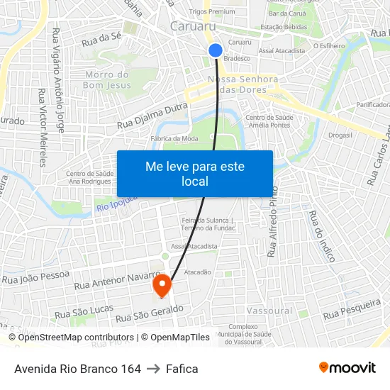Avenida Rio Branco 164 to Fafica map