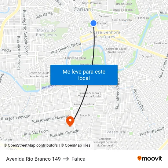 Avenida Rio Branco 149 to Fafica map