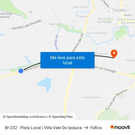 Br-232 - Pista Local | Villa Vale Do Ipojuca to Fafica map