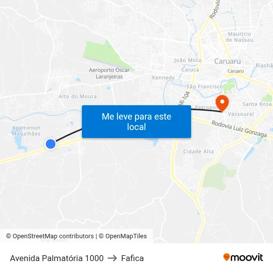 Avenida Palmatória 1000 to Fafica map
