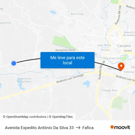 Avenida Expedito Antônio Da Silva 33 to Fafica map