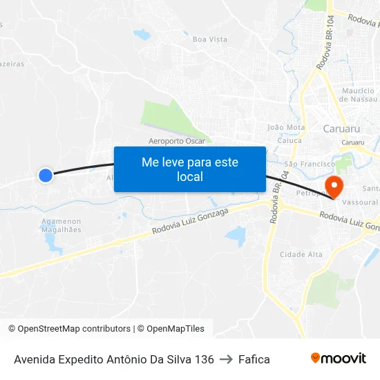 Avenida Expedito Antônio Da Silva 136 to Fafica map