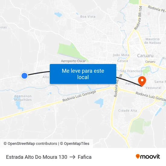 Estrada Alto Do Moura 130 to Fafica map