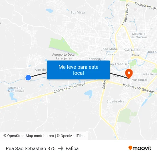 Rua São Sebastião 375 to Fafica map