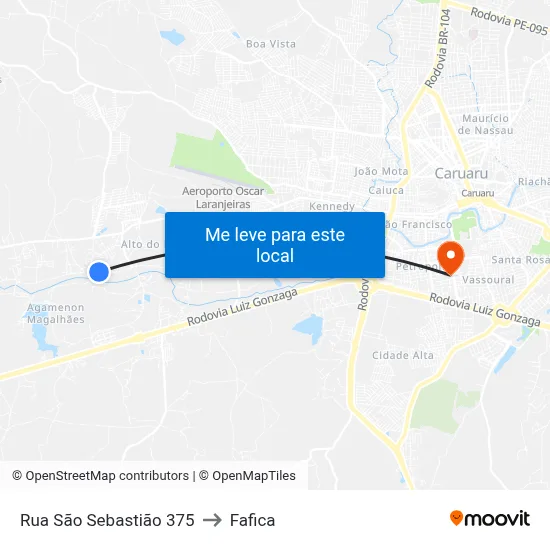Rua São Sebastião 375 to Fafica map