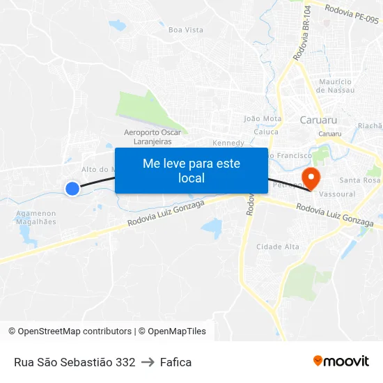 Rua São Sebastião 332 to Fafica map