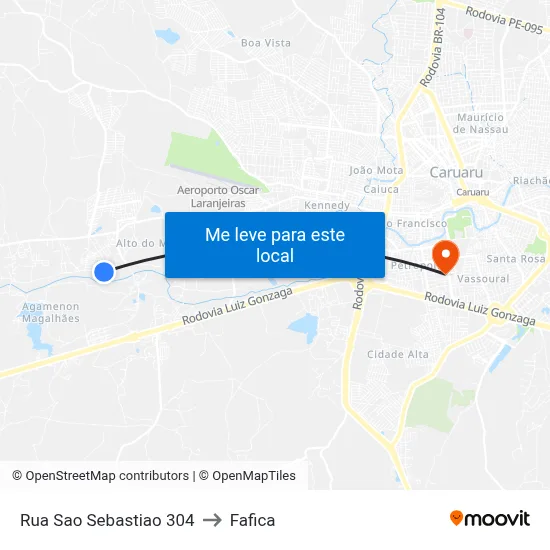 Rua Sao Sebastiao 304 to Fafica map