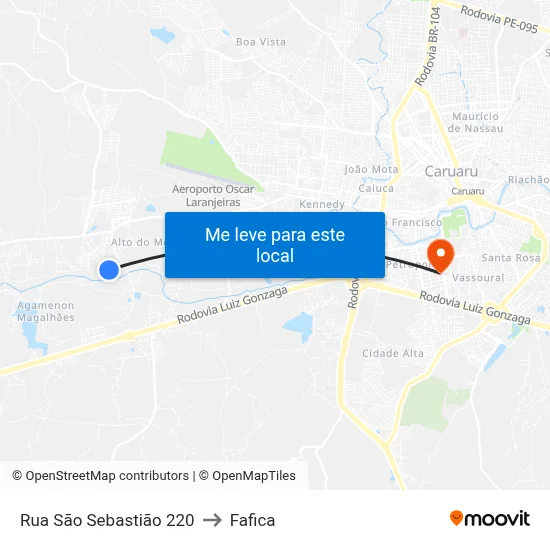 Rua São Sebastião 220 to Fafica map