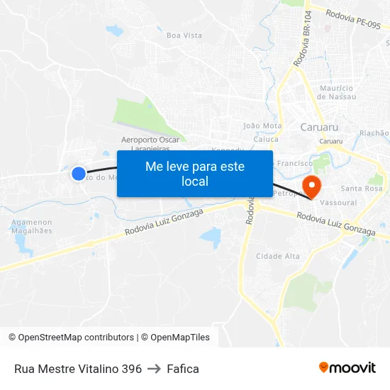 Rua Mestre Vitalino 396 to Fafica map