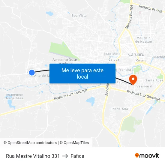 Rua Mestre Vitalino 331 to Fafica map