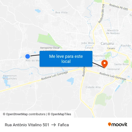 Rua Antônio Vitalino 501 to Fafica map