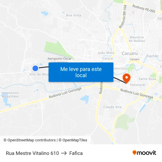 Rua Mestre Vitalino 610 to Fafica map