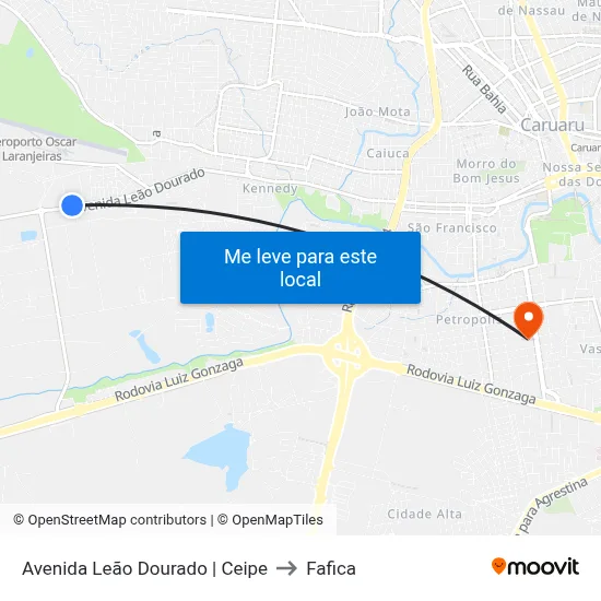 Avenida Leão Dourado | Ceipe to Fafica map
