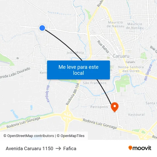 Avenida Caruaru 1150 to Fafica map