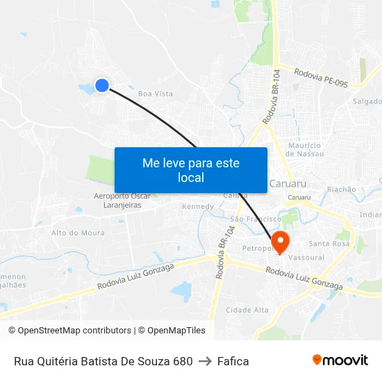 Rua Quitéria Batista De Souza 680 to Fafica map