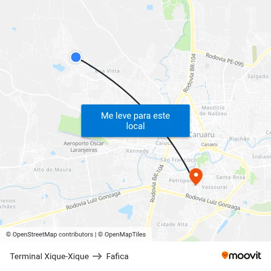 Terminal Xique-Xique to Fafica map