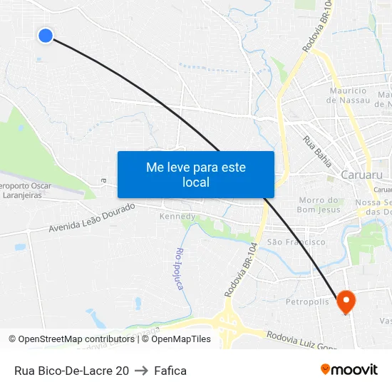 Rua Bico-De-Lacre 20 to Fafica map