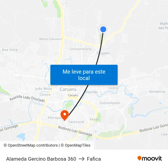 Alameda Gercino Barbosa 360 to Fafica map