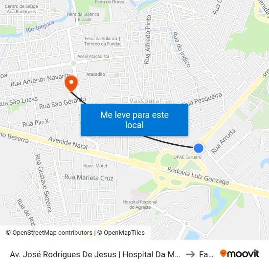 Av. José Rodrigues De Jesus | Hospital Da Mulher Do Agreste to Fafica map