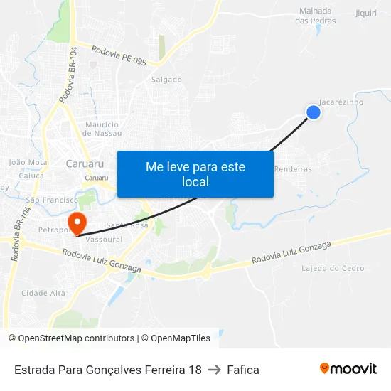 Estrada Para Gonçalves Ferreira 18 to Fafica map