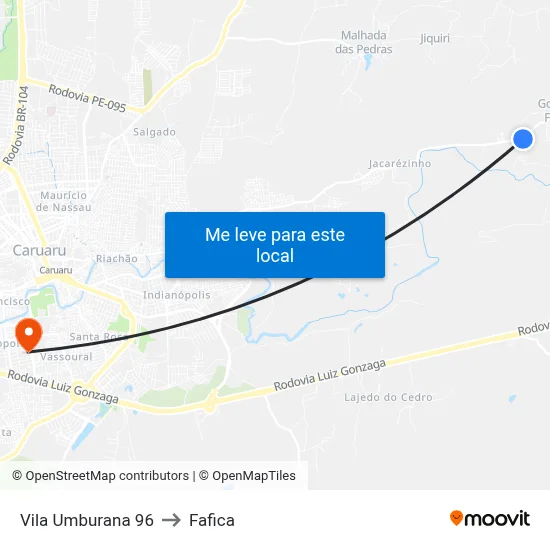 Vila Umburana 96 to Fafica map